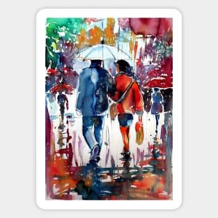 Walking in the rain Sticker